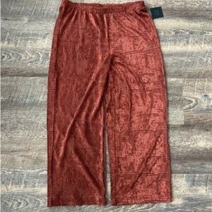 John Mark Urban Scene Pull On Wide Leg Pant Large Dark Spice Textured NWT